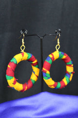 African Earrings In Orange Kente - Continent Clothing