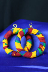 African Earrings In Orange Kente - Continent Clothing