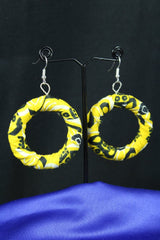 African Earrings in Yellow Ankara - Continent Clothing