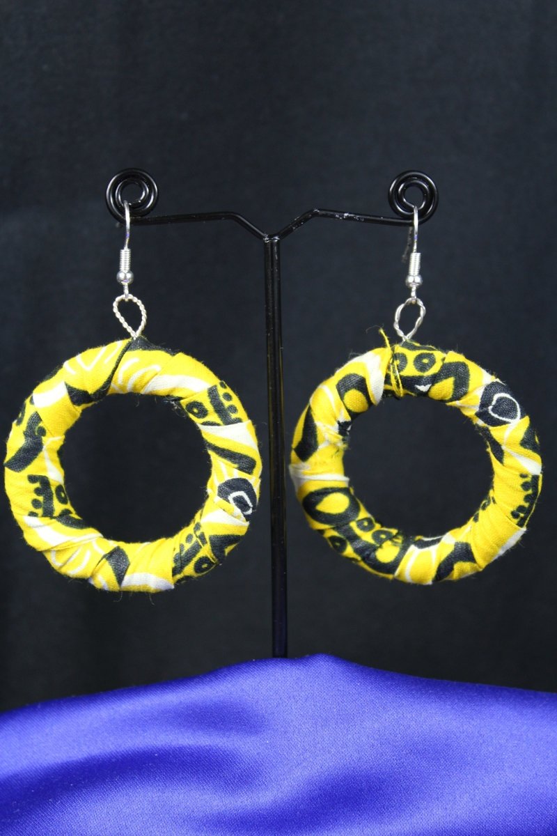 African Earrings in Yellow Ankara - Continent Clothing