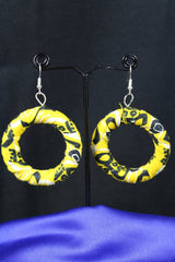 African Earrings in Yellow Ankara - Continent Clothing