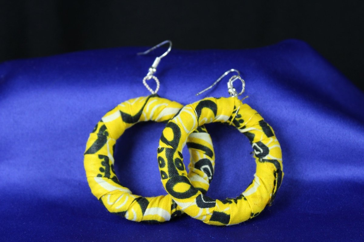 African Earrings in Yellow Ankara - Continent Clothing 