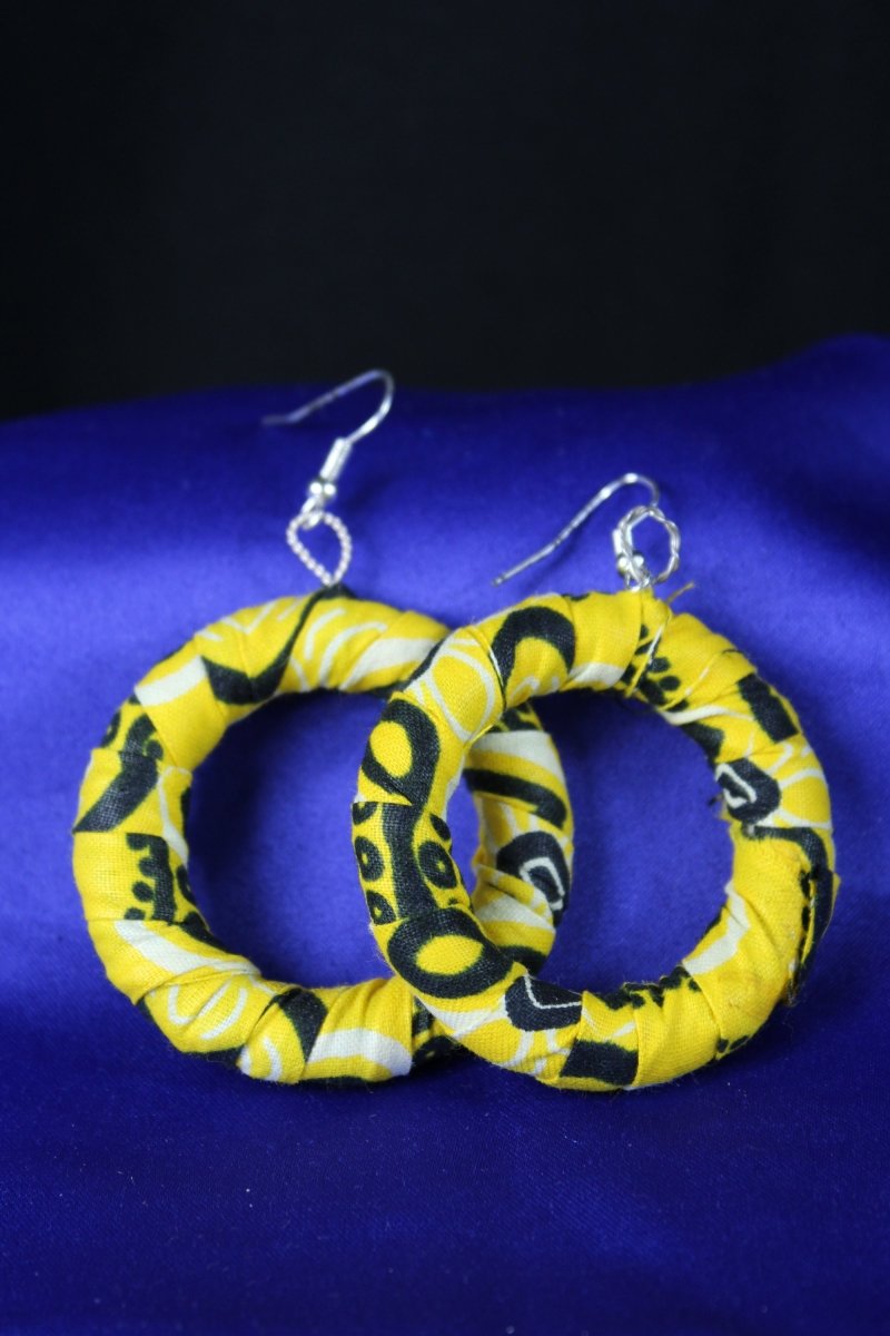 African Earrings in Yellow Ankara - Continent Clothing 