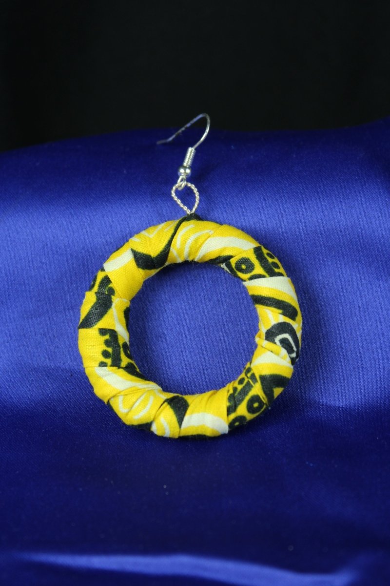 African Earrings in Yellow Ankara - Continent Clothing 