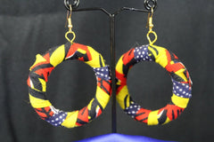 African Earrings In Yellow Red Ankara - Continent Clothing