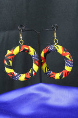 African Earrings In Yellow Red Ankara - Continent Clothing
