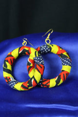 African Earrings In Yellow Red Ankara - Continent Clothing