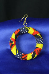 African Earrings In Yellow Red Ankara - Continent Clothing