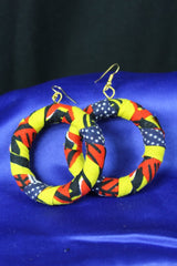 African Earrings In Yellow Red Ankara - Continent Clothing