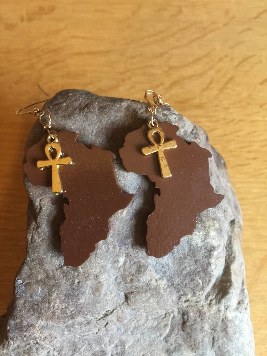 African Earrings made with Recycled Wood - Continent Clothing