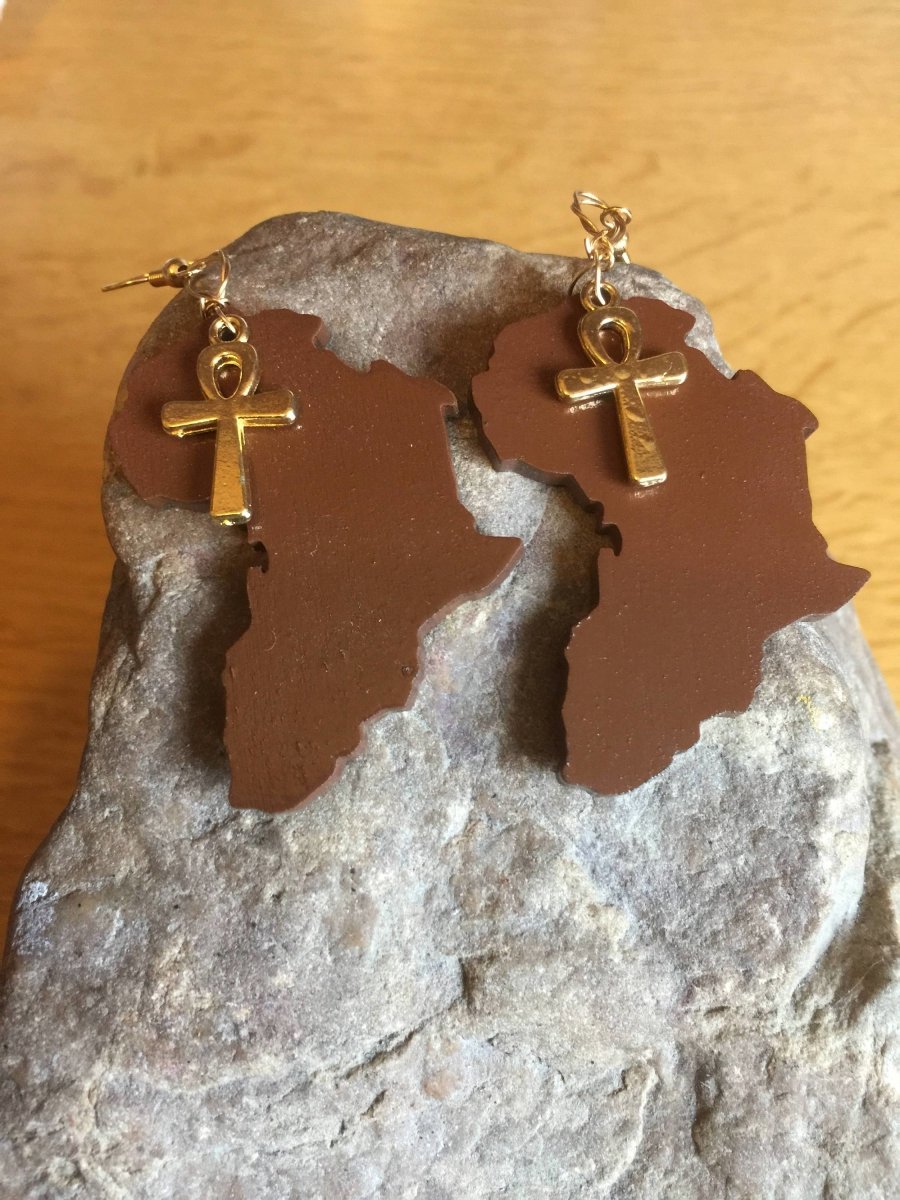 African Earrings made with Recycled Wood - Continent Clothing