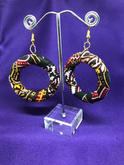 African Fabric Hoops in Black Dashiki Print - Continent Clothing