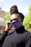 African Face Mask in Blue Dashiki - Continent Clothing