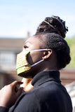 African Face Mask in Gold Ankara - Continent Clothing
