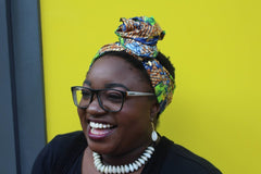 African Head Wrap in Gold Ankara - Continent Clothing