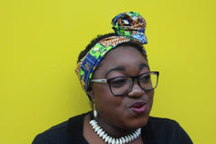 African Head Wrap in Gold Ankara - Continent Clothing