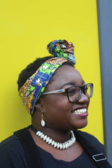 African Head Wrap in Gold Ankara - Continent Clothing