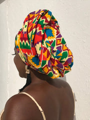 African Head Wrap in Orange Kente - Continent Clothing