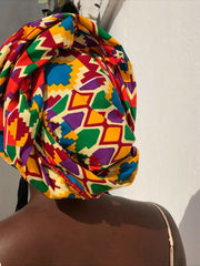 African Head Wrap in Orange Kente - Continent Clothing