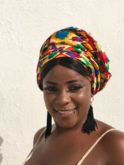 African Head Wrap in Orange Kente - Continent Clothing