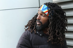 African Headband in Blue Kente - Continent Clothing