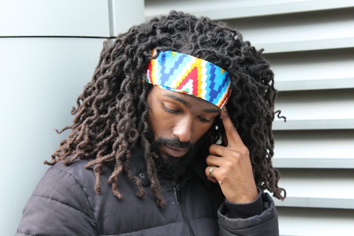 African Headband in Blue Kente - Continent Clothing