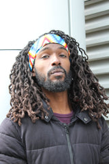 African Headband in Blue Kente - Continent Clothing