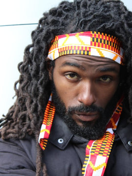 African Headband in Orange Kente