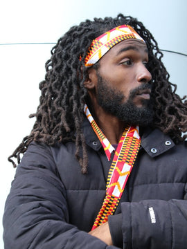 African Headband in Orange Kente