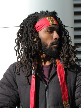 African Headband in Red Dashiki