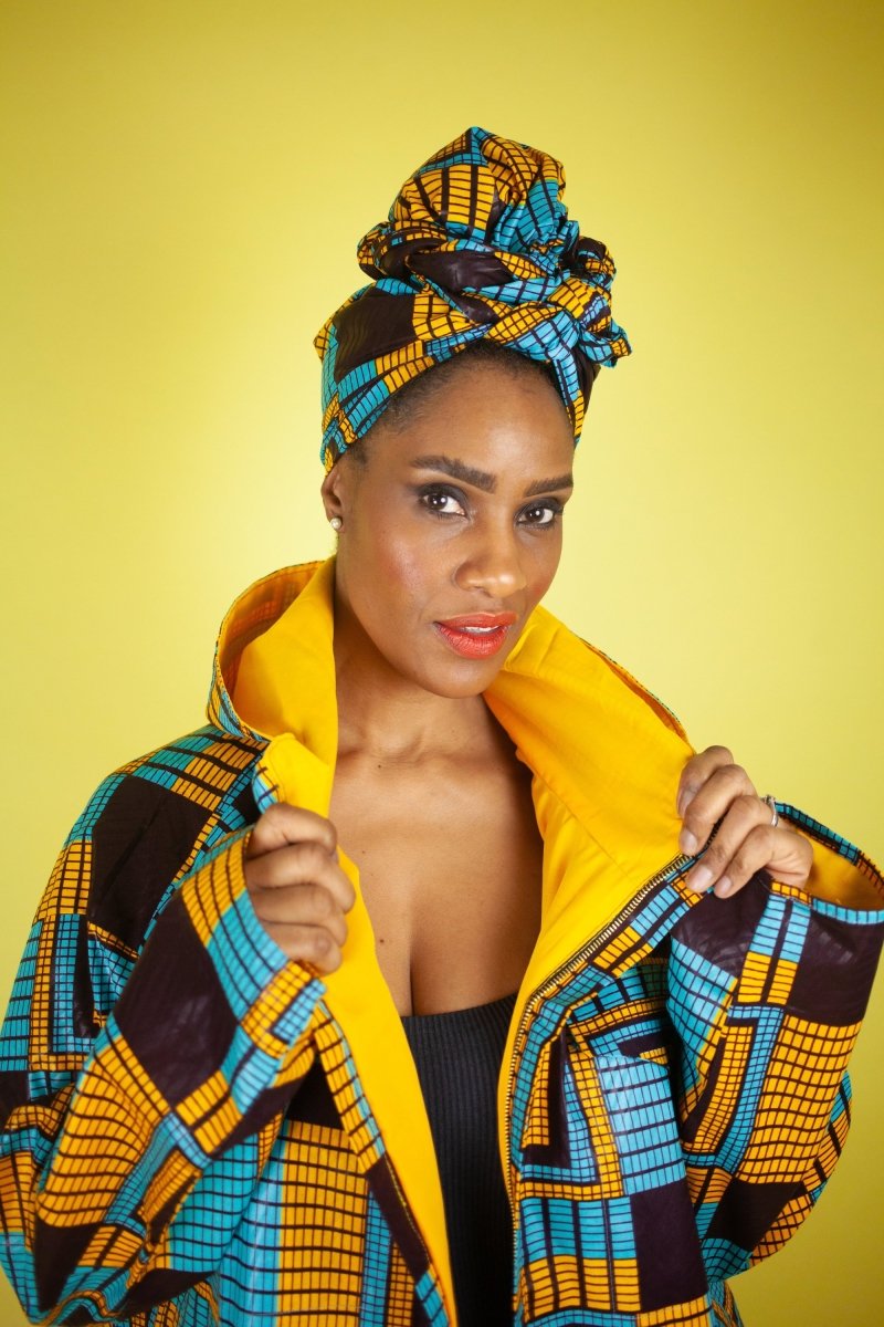 African Headwrap In Electric Blue Kente - The Continent Clothing