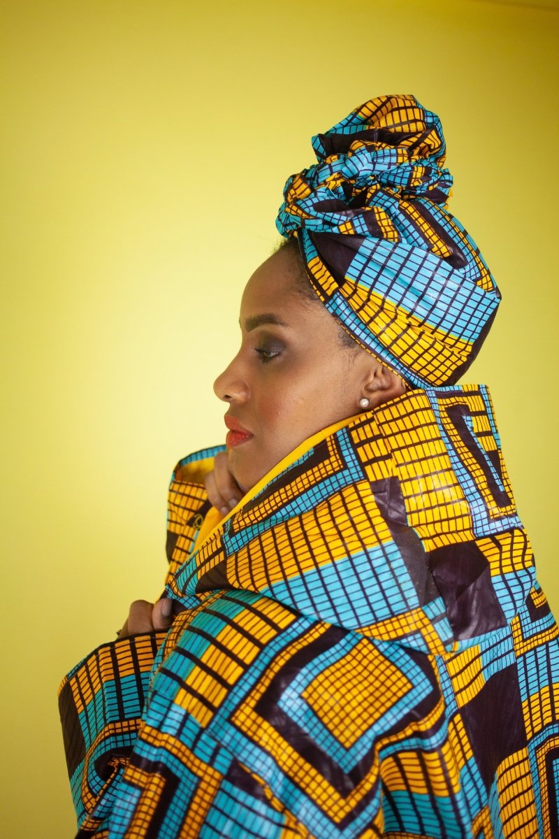 African Headwrap In Electric Blue Kente - The Continent Clothing