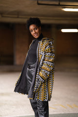 African Hooded Jacket In Earthy Tones Mud Cloth - Continent Clothing