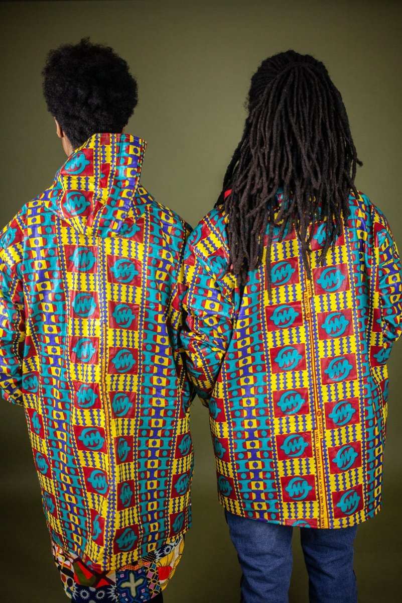 African Hooded Jacket In Electric Kente - Continent Clothing