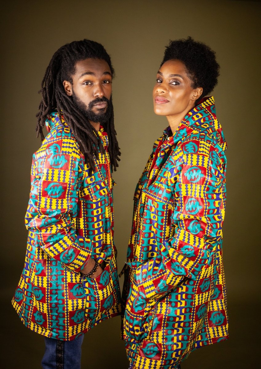 African Hooded Jacket In Electric Kente - Continent Clothing