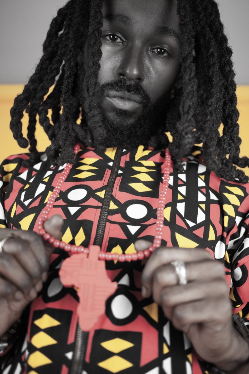 African Hooded jacket In Electric Red Sumakaka - Continent Clothing