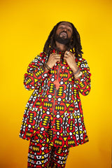 African Hooded jacket In Electric Red Sumakaka - Continent Clothing