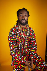 African Hooded jacket In Electric Red Sumakaka - Continent Clothing