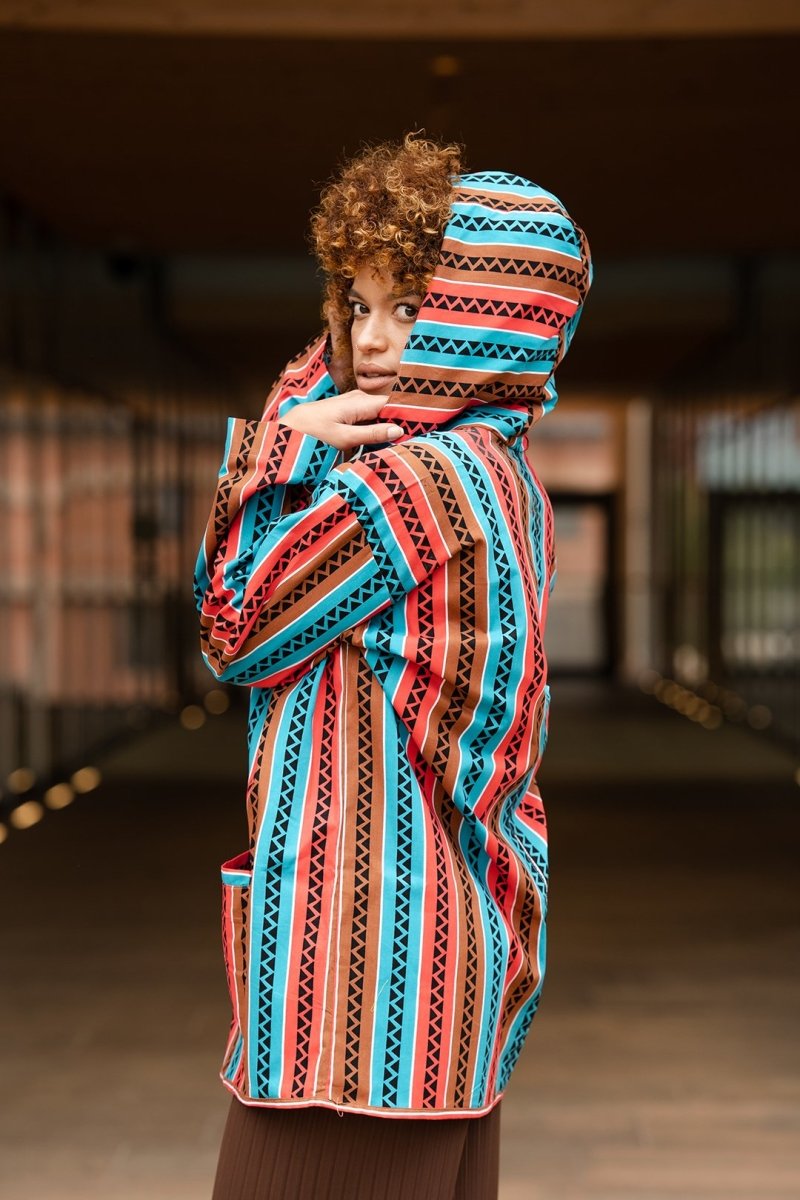 African Hooded Jacket In Pink Ankara - Continent Clothing