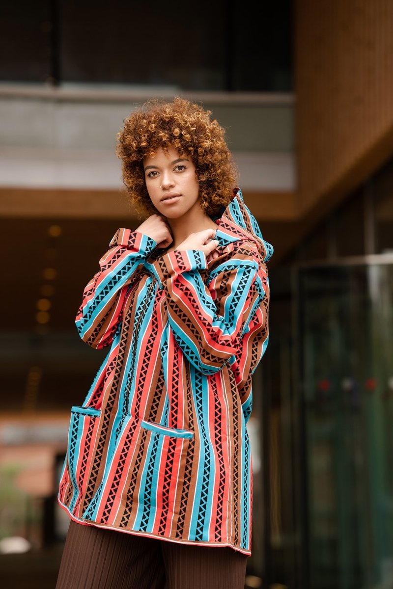 African Hooded Jacket In Pink Ankara - Continent Clothing