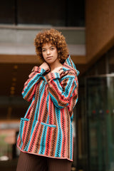 African Hooded Jacket In Pink Ankara - Continent Clothing