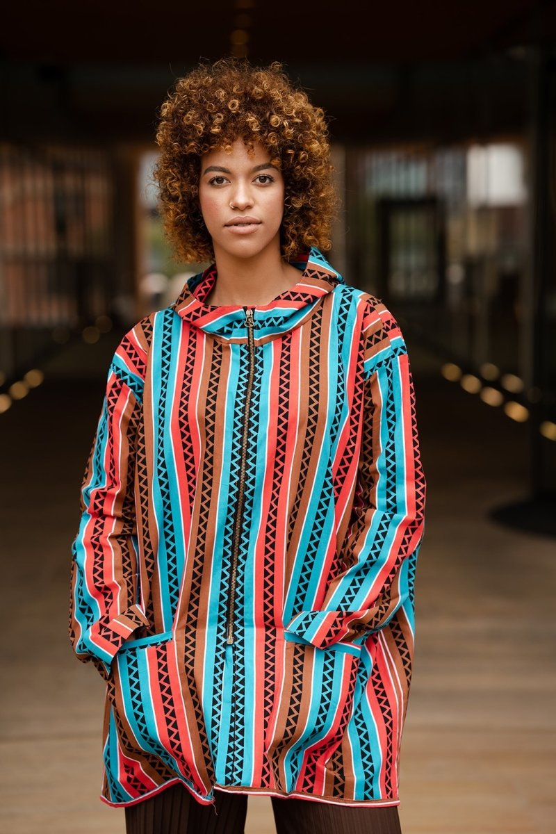 African Hooded Jacket In Pink Ankara - Continent Clothing