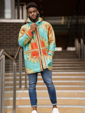 Veste Africaine À Capuche En Dashiki Turquoise