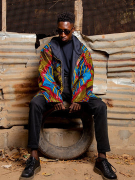 Hooded Jacket In Mud Cloth