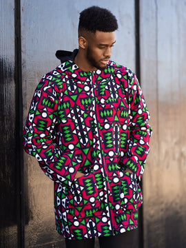 Hooded Jacket In Mud Cloth