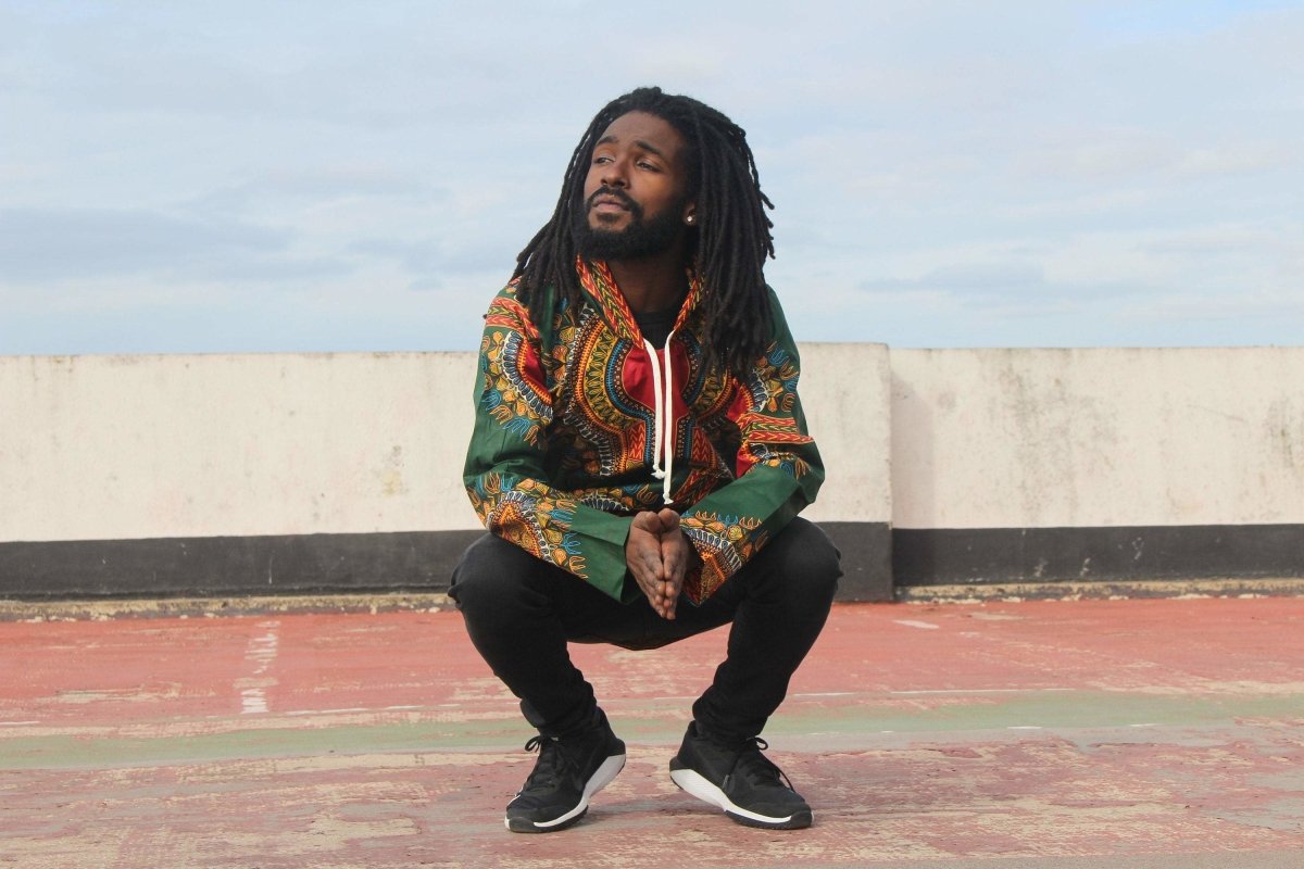 African Hoodie in Green Dashiki Print - Festival Hoodie - Continent Clothing