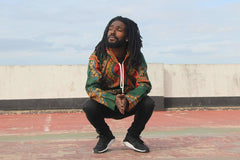 African Hoodie in Green Dashiki Print - Festival Hoodie - Continent Clothing