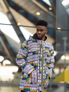 Hooded Jacket In Mud Cloth