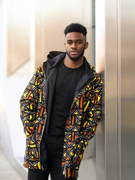 Hooded Jacket In Mud Cloth