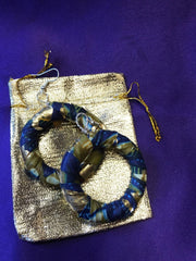 African Hoops in Black Ankara Print - Up cycled Zero Waste Earrings - Continent Clothing